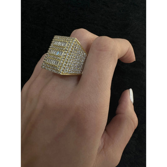 14K White Stone Ring