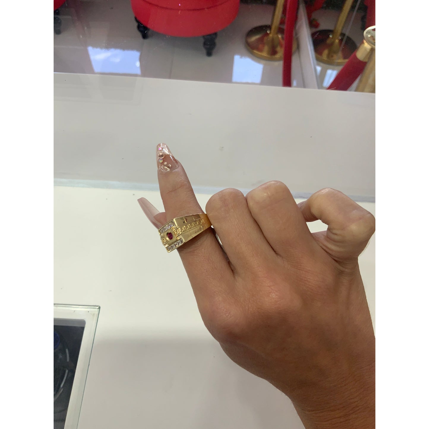14K Red Stone Ring