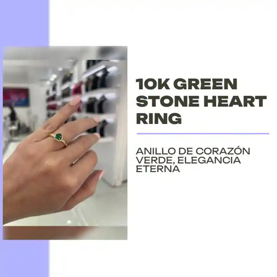 10K Green Stone Heart Ring by@Outfy