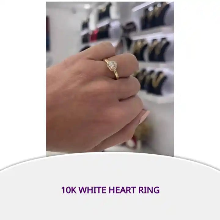 10K White Heart Ring by@Outfy