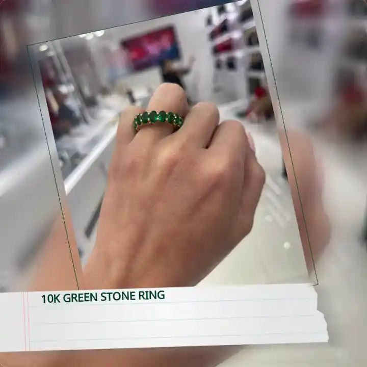 10K Green Stone Ring by@Outfy
