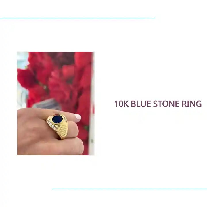 10K Blue Stone Ring by@Outfy
