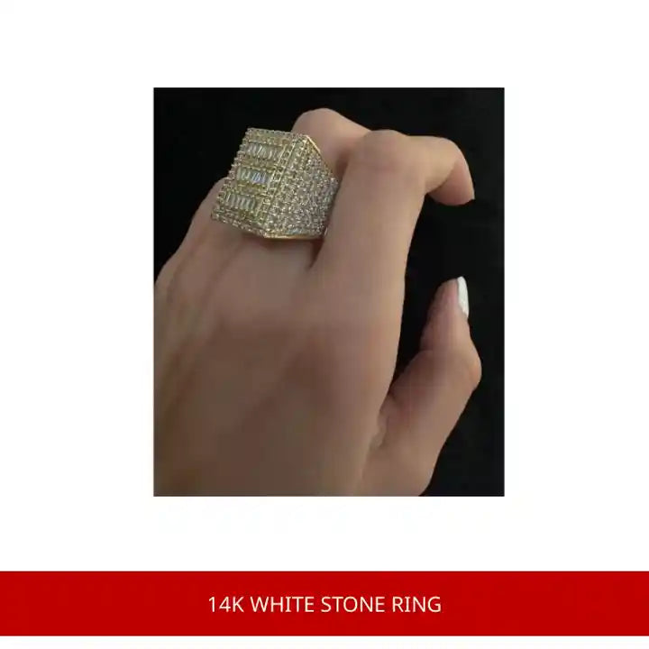 14K White Stone Ring by@Outfy